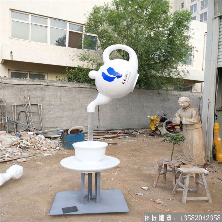 玻璃钢天壶雕塑,悬壶喷水雕塑1
