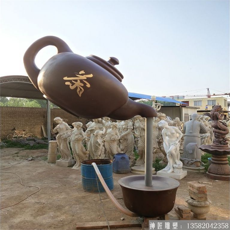 玻璃钢天壶雕塑,悬壶喷水雕塑3