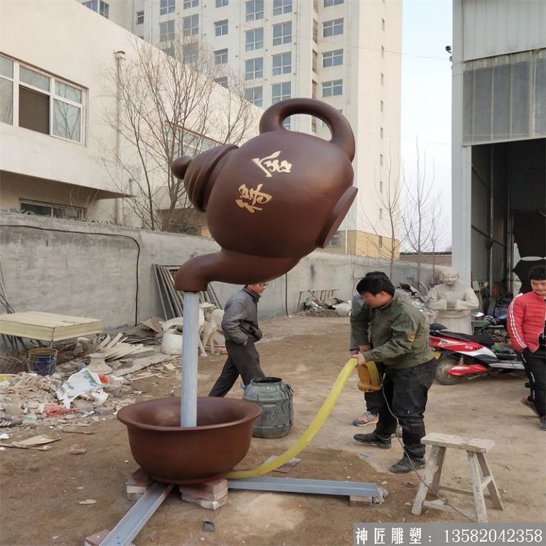 玻璃钢天壶雕塑,悬壶喷水雕塑5