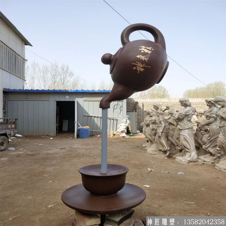 玻璃钢天壶雕塑,悬壶喷水雕塑4