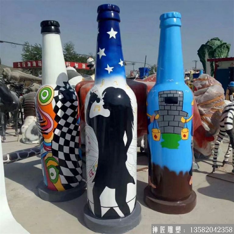 ktv酒瓶雕塑 质美价廉玻璃钢厂家定制